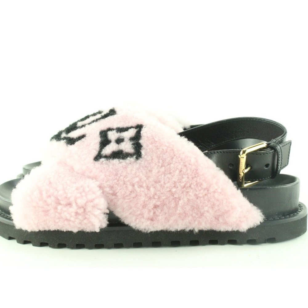 Louis Vuitton Size 39 Monogram Pink Shearling Paseo Sandals 3LV419C - Picture 11 of 12